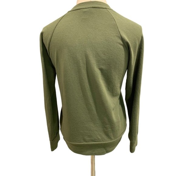 XS A.N.A. Women's Olive Green Lace Up Neckline Lightweight Sweatshirt - Picture 6 of 8